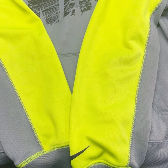 Nike Youth Large Quarter Zip Therma-Fit Hoodie Gray Neon Yellow Polyester - Picture 4 of 7